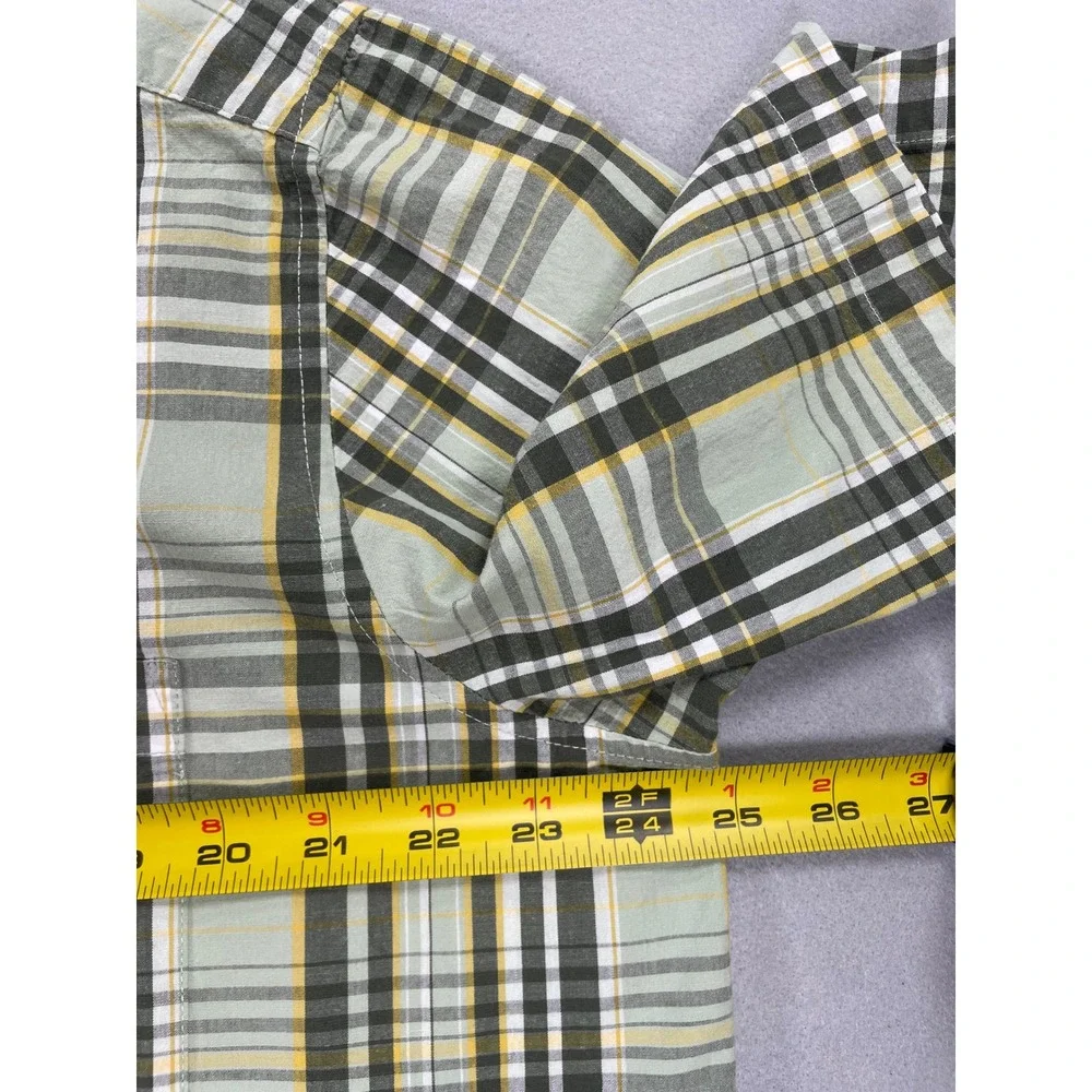 George Button Up Shirt Mens XL Green Plaid Classic Fit Short Sleeve